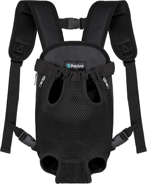 Dog Carrier Backpack, Adjustable Dog Pet Cat Front Carrier Backpack | Ventilated Dog Chest Carrier for Hiking Camping Travel, Sling Bag for Small Medium Dog Cat Puppies, Small, 5-9 Lbs, Black